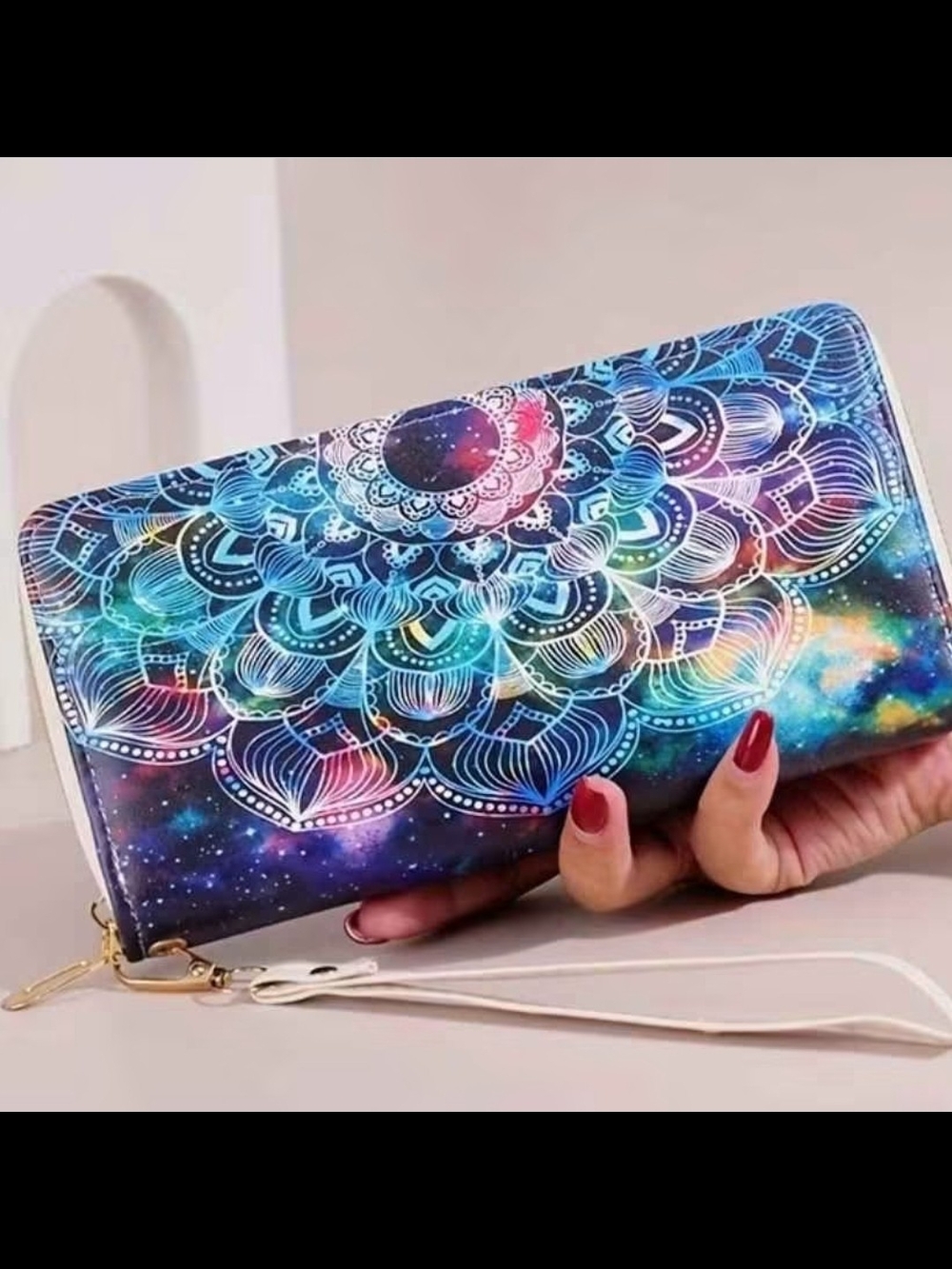 NWOT Galaxy Mandala Wristlet Wallet -False Leather Multicolor.